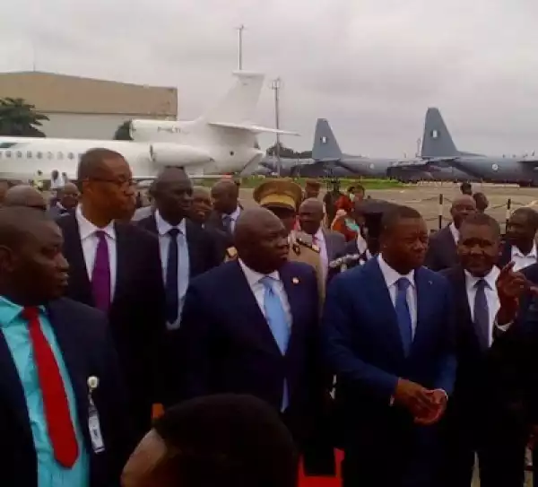 Photos: Ambode, Dangote Receive Togolese President, Faure Gnassingbe in Lagos